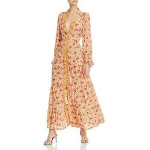 Poupette St Barth Rita Floral  Maxi Dress Peasant Prarie Coastal L NWOT